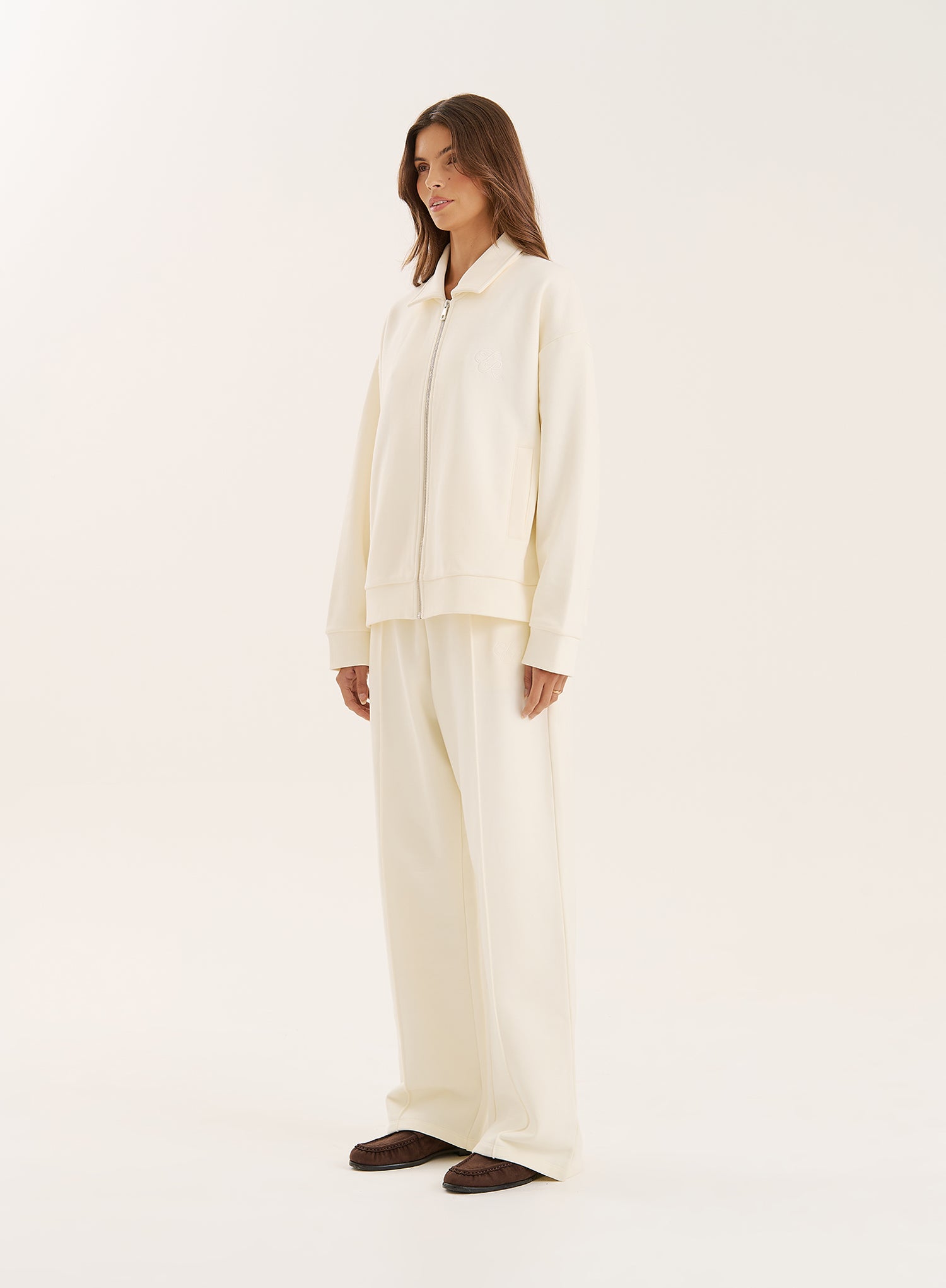 Ecru 4th Wide Leg Branded Heavyweight Joggers